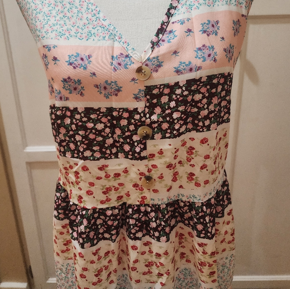 SHEIN Women's LUNE Ditsy Floral Print Sleeveless Dress NWT - Picture 5 of 13